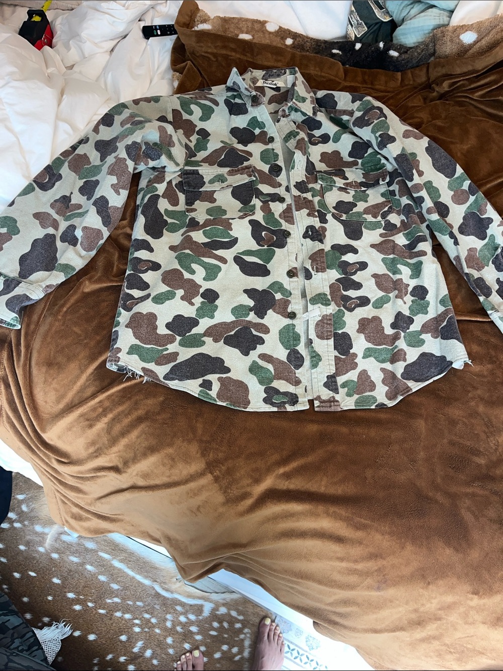Vintage 1980s Duxbak Duck Camo Heavy Cotton Shirt